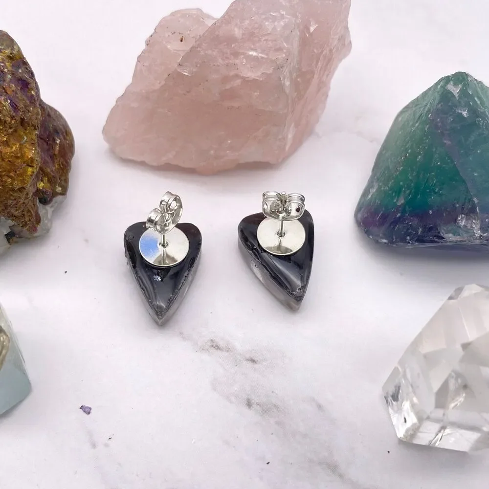 Black Space Galaxy Ouija Planchette Stud Earrings